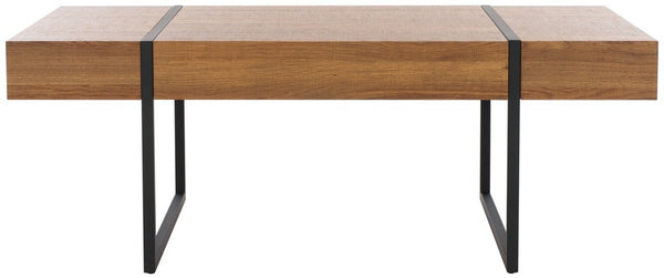 Safavieh Tristan Rectangular Modern Coffee Table Natural Brown Top / Black Legs Wood COF7000C