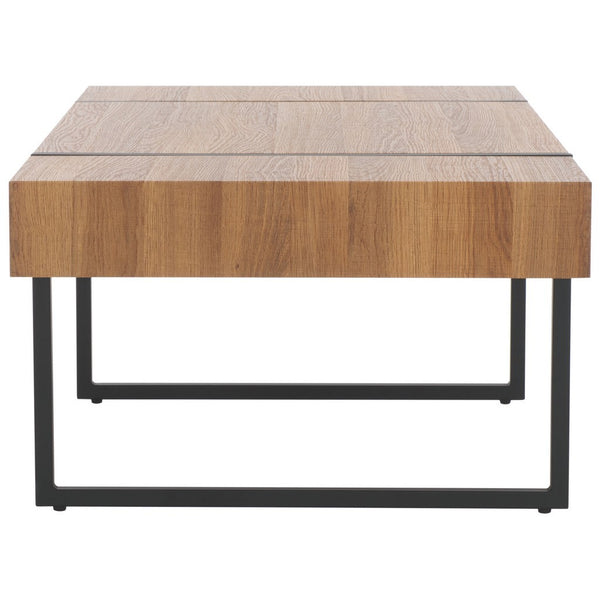 Safavieh Tristan Rectangular Modern Coffee Table Natural Brown Top / Black Legs Wood COF7000C