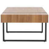 Safavieh Tristan Rectangular Modern Coffee Table Natural Brown Top / Black Legs Wood COF7000C