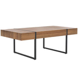 Safavieh Tristan Rectangular Modern Coffee Table Natural Brown Top / Black Legs Wood COF7000C