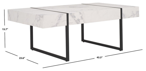 Safavieh Tristan Rectangular Modern Coffee Table White / Black  Wood COF7000D