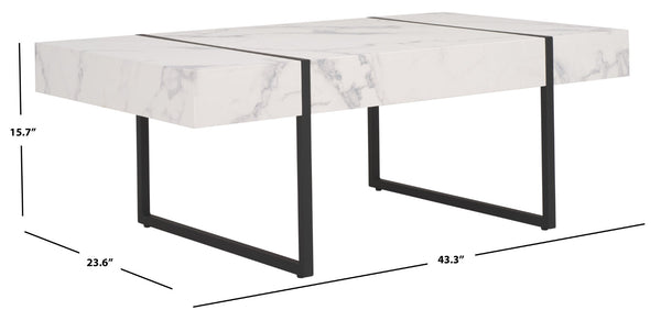 Safavieh Tristan Modern Rectangular Coffee Table - Sculptural Minimalist Design For Contemporary Spaces White / Black COF7000D