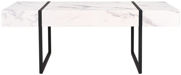 Safavieh Tristan Rectangular Modern Coffee Table White / Black  Wood COF7000D