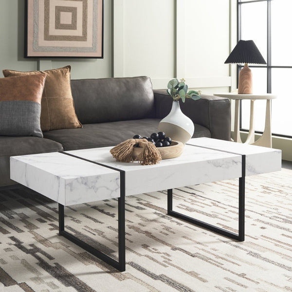 Safavieh Tristan Modern Rectangular Coffee Table - Sculptural Minimalist Design For Contemporary Spaces White / Black COF7000D