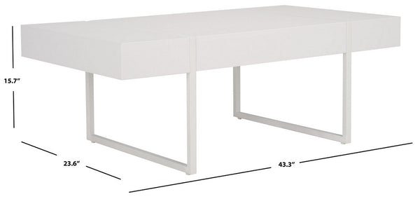 Safavieh Tristan Rectangular Modern Coffee Table White Wood COF7000E