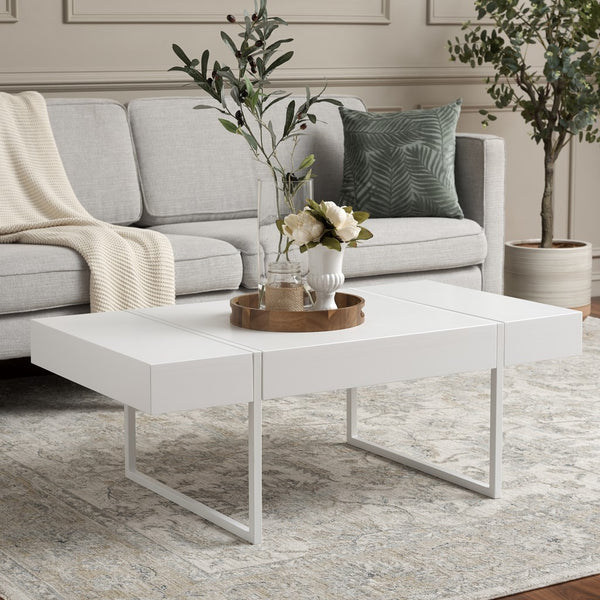 Safavieh Tristan Rectangular Modern Coffee Table White Wood COF7000E