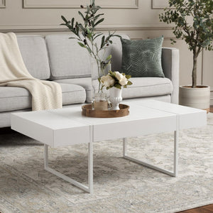 Safavieh Tristan Modern Rectangular Coffee Table - Sculptural Minimalist Design For Contemporary Spaces White COF7000E