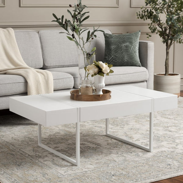 Safavieh Tristan Modern Rectangular Coffee Table - Sculptural Minimalist Design For Contemporary Spaces White COF7000E