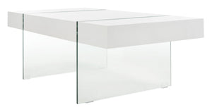 Safavieh Jacob Modern Coffee Table With Glass Legs – Sleek Rectangular Design For Contemporary Living Spaces White/Glass Legs COF7001A