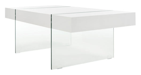 Safavieh Jacob Modern Coffee Table With Glass Legs – Sleek Rectangular Design For Contemporary Living Spaces White/Glass Legs COF7001A