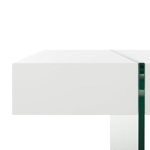 Safavieh Jacob Modern Coffee Table With Glass Legs – Sleek Rectangular Design For Contemporary Living Spaces White/Glass Legs COF7001A