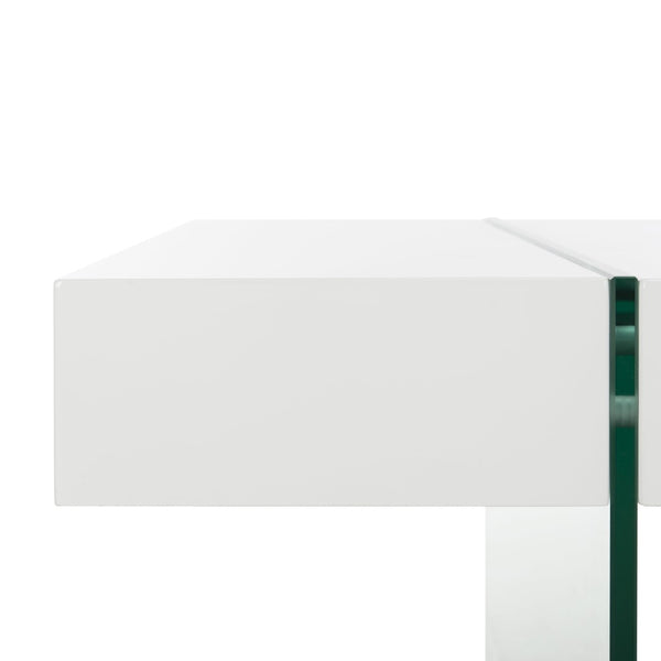 Safavieh Jacob Modern Coffee Table With Glass Legs – Sleek Rectangular Design For Contemporary Living Spaces White/Glass Legs COF7001A