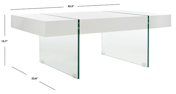 Safavieh Jacob Modern Coffee Table With Glass Legs – Sleek Rectangular Design For Contemporary Living Spaces White/Glass Legs COF7001A