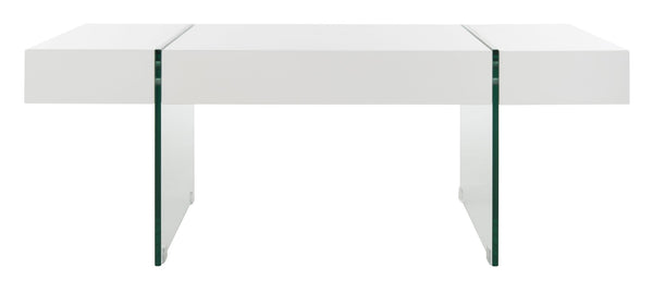 Safavieh Jacob Modern Coffee Table With Glass Legs – Sleek Rectangular Design For Contemporary Living Spaces White/Glass Legs COF7001A