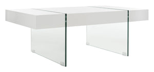 Safavieh Jacob Modern Coffee Table With Glass Legs – Sleek Rectangular Design For Contemporary Living Spaces White/Glass Legs COF7001A