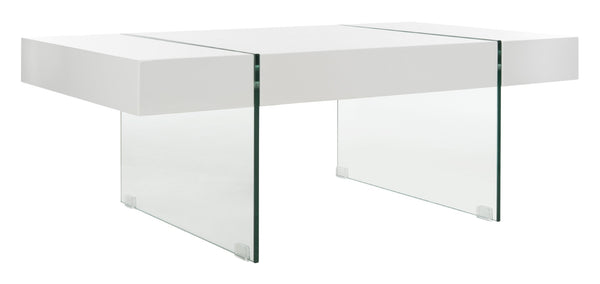 Safavieh Jacob Modern Coffee Table With Glass Legs – Sleek Rectangular Design For Contemporary Living Spaces White/Glass Legs COF7001A