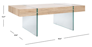 Safavieh Jacob Modern Coffee Table With Glass Legs – Sleek Rectangular Design For Contemporary Living Spaces Natural/Glass Legs COF7001C