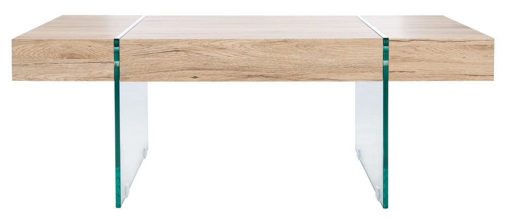 Safavieh Jacob Modern Coffee Table With Glass Legs – Sleek Rectangular Design For Contemporary Living Spaces Natural/Glass Legs COF7001C