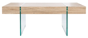 Safavieh Jacob Modern Coffee Table With Glass Legs – Sleek Rectangular Design For Contemporary Living Spaces Natural/Glass Legs COF7001C