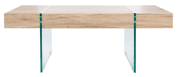 Safavieh Jacob Modern Coffee Table With Glass Legs – Sleek Rectangular Design For Contemporary Living Spaces Natural/Glass Legs COF7001C