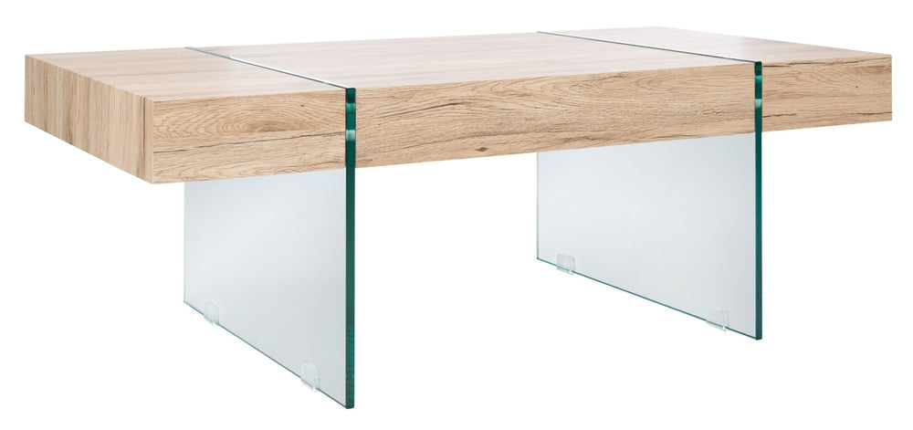 Safavieh Jacob Modern Coffee Table With Glass Legs – Sleek Rectangular Design For Contemporary Living Spaces Natural/Glass Legs COF7001C