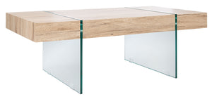Safavieh Jacob Modern Coffee Table With Glass Legs – Sleek Rectangular Design For Contemporary Living Spaces Natural/Glass Legs COF7001C