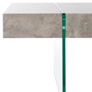 Safavieh Jacob Modern Coffee Table With Glass Legs – Sleek Rectangular Design For Contemporary Living Spaces Light Concrete / Clear Glass Legs COF7001D