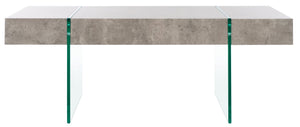 Safavieh Jacob Modern Coffee Table With Glass Legs – Sleek Rectangular Design For Contemporary Living Spaces Light Concrete / Clear Glass Legs COF7001D