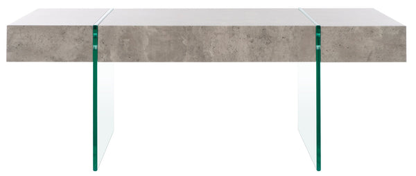 Safavieh Jacob Modern Coffee Table With Glass Legs – Sleek Rectangular Design For Contemporary Living Spaces Light Concrete / Clear Glass Legs COF7001D