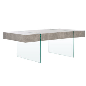 Safavieh Jacob Modern Coffee Table With Glass Legs – Sleek Rectangular Design For Contemporary Living Spaces Light Concrete / Clear Glass Legs COF7001D