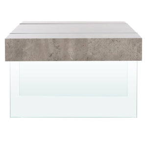 Safavieh Jacob Modern Coffee Table With Glass Legs – Sleek Rectangular Design For Contemporary Living Spaces Light Concrete / Clear Glass Legs COF7001D