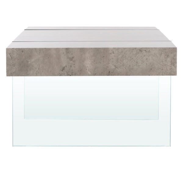 Safavieh Jacob Modern Coffee Table With Glass Legs – Sleek Rectangular Design For Contemporary Living Spaces Light Concrete / Clear Glass Legs COF7001D