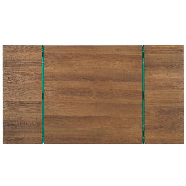 Safavieh Jacob Rectangular Glass Leg Modern Coffee Table Natural Brown Top / Clear Glass Legs Wood COF7001E