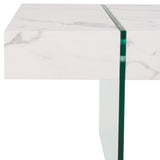 Safavieh Jacob Rectangular Glass Leg Modern Coffee Table White / Clear Glass Legs Wood COF7001F