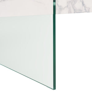 Safavieh Jacob Rectangular Glass Leg Modern Coffee Table White / Clear Glass Legs Wood COF7001F