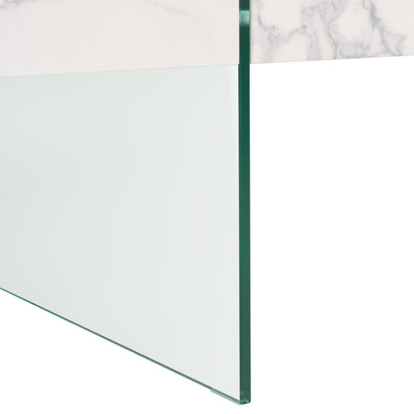 Safavieh Jacob Rectangular Glass Leg Modern Coffee Table White / Clear Glass Legs Wood COF7001F