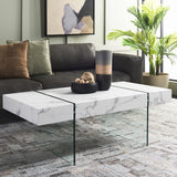 Safavieh Jacob Rectangular Glass Leg Modern Coffee Table White / Clear Glass Legs Wood COF7001F