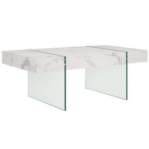 Safavieh Jacob Rectangular Glass Leg Modern Coffee Table White / Clear Glass Legs Wood COF7001F