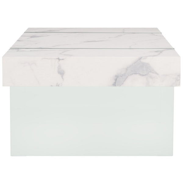 Safavieh Jacob Rectangular Glass Leg Modern Coffee Table White / Clear Glass Legs Wood COF7001F