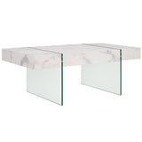 Safavieh Jacob Rectangular Glass Leg Modern Coffee Table White / Clear Glass Legs Wood COF7001F