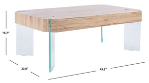 Safavieh Katelyn Contemporary Glass Leg Coffee Table – Sleek Rectangular Design For Modern Living Spaces Natural/Glass Legs COF7002B