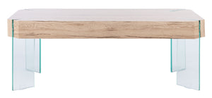 Safavieh Katelyn Contemporary Glass Leg Coffee Table – Sleek Rectangular Design For Modern Living Spaces Natural/Glass Legs COF7002B