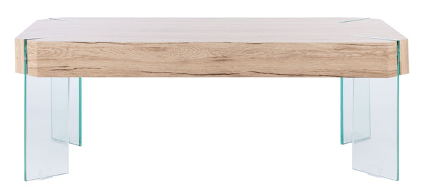 Safavieh Katelyn Contemporary Glass Leg Coffee Table – Sleek Rectangular Design For Modern Living Spaces Natural/Glass Legs COF7002B