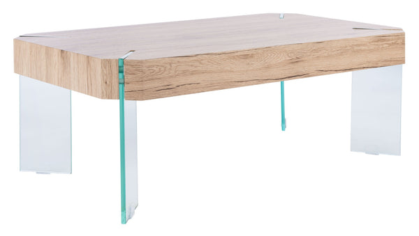 Safavieh Katelyn Contemporary Glass Leg Coffee Table – Sleek Rectangular Design For Modern Living Spaces Natural/Glass Legs COF7002B