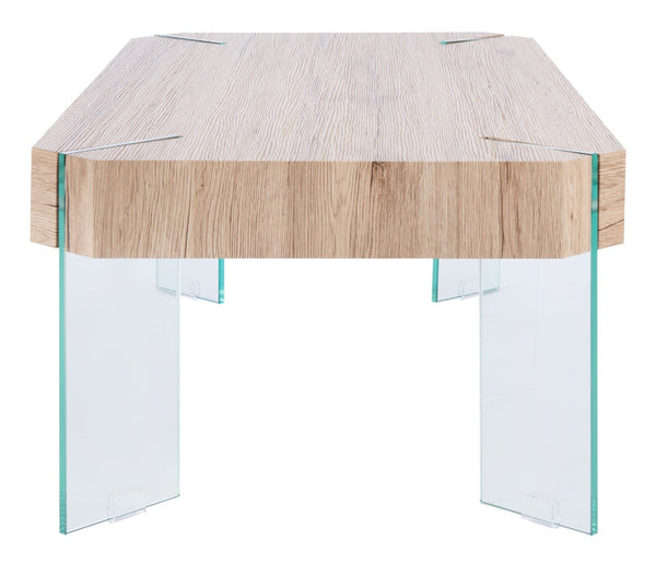 Safavieh Katelyn Contemporary Glass Leg Coffee Table – Sleek Rectangular Design For Modern Living Spaces Natural/Glass Legs COF7002B