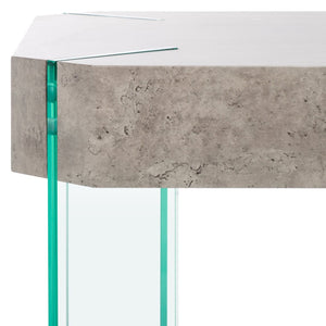 Safavieh Katelyn Contemporary Glass Leg Coffee Table – Sleek Rectangular Design For Modern Living Spaces Light Concrete / Clear Glass Legs COF7002C