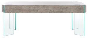 Safavieh Katelyn Contemporary Glass Leg Coffee Table – Sleek Rectangular Design For Modern Living Spaces Light Concrete / Clear Glass Legs COF7002C