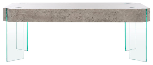 Safavieh Katelyn Contemporary Glass Leg Coffee Table – Sleek Rectangular Design For Modern Living Spaces Light Concrete / Clear Glass Legs COF7002C