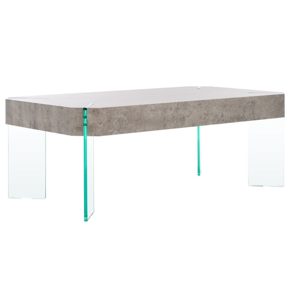 Safavieh Katelyn Contemporary Glass Leg Coffee Table – Sleek Rectangular Design For Modern Living Spaces Light Concrete / Clear Glass Legs COF7002C