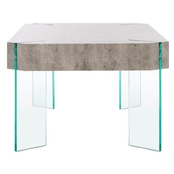 Safavieh Katelyn Contemporary Glass Leg Coffee Table – Sleek Rectangular Design For Modern Living Spaces Light Concrete / Clear Glass Legs COF7002C